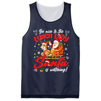 Be Nice To The Lunch Lady Christmas Santa Reindeer Sleigh Mesh Reversible Basketball Jersey Tank