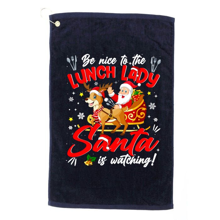 Be Nice To The Lunch Lady Christmas Santa Reindeer Sleigh Platinum Collection Golf Towel