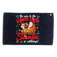 Be Nice To The Lunch Lady Christmas Santa Reindeer Sleigh Grommeted Golf Towel