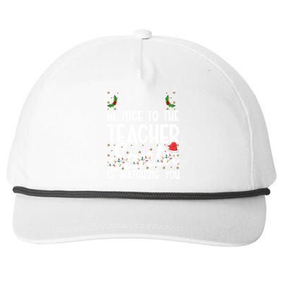 Be Nice To The Teacher Santa Is Watching You Christmas Teach Cool Gift Snapback Five-Panel Rope Hat