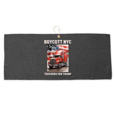 Boycott Nyc Truckers For Trump Large Microfiber Waffle Golf Towel