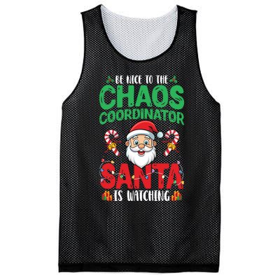 Be Nice To Chaos Coordinator Santa Is Watching Christmas Mesh Reversible Basketball Jersey Tank