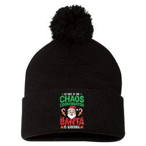 Be Nice To Chaos Coordinator Santa Is Watching Christmas Pom Pom 12in Knit Beanie