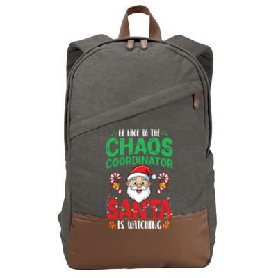 Be Nice To Chaos Coordinator Santa Is Watching Christmas Cotton Canvas Backpack