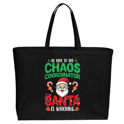 Be Nice To Chaos Coordinator Santa Is Watching Christmas Cotton Canvas Jumbo Tote