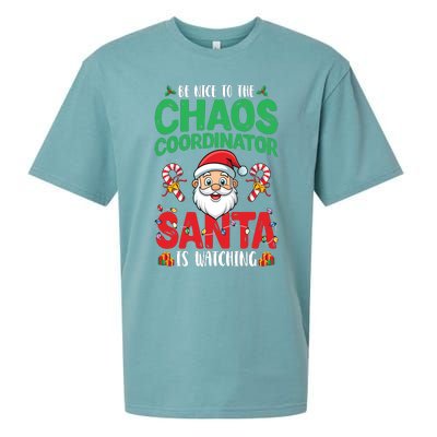 Be Nice To Chaos Coordinator Santa Is Watching Christmas Sueded Cloud Jersey T-Shirt