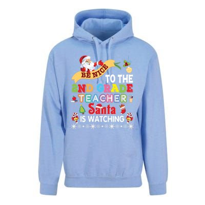 Be Nice To The 2nd Grade Teacher Santa Is Watching Christmas Cool Gift Unisex Surf Hoodie