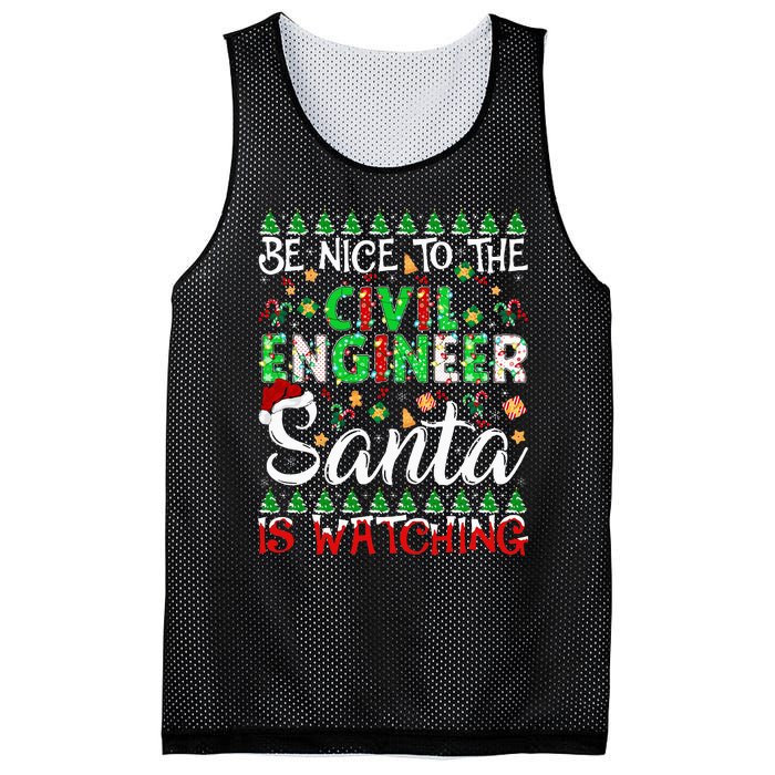 Be Nice To The Civil Engineer Santa Is Watching Christmas Mesh Reversible Basketball Jersey Tank