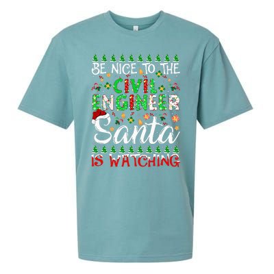 Be Nice To The Civil Engineer Santa Is Watching Christmas Sueded Cloud Jersey T-Shirt