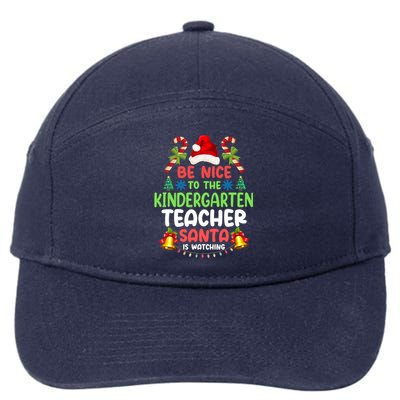 Be Nice To The Kindergarten Teacher Santa Is Watching Xmas Gift 7-Panel Snapback Hat