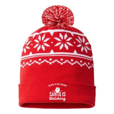 Be Nice To The Teacher Santa Is Watching USA-Made Snowflake Beanie