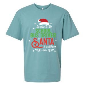 Be Nice To The School Bus Driver Santa Is Watching Xmas Gift Sueded Cloud Jersey T-Shirt