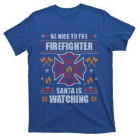 Be Nice To The Firefighter Ugly Christmas Sweater Fire Cute Gift T-Shirt