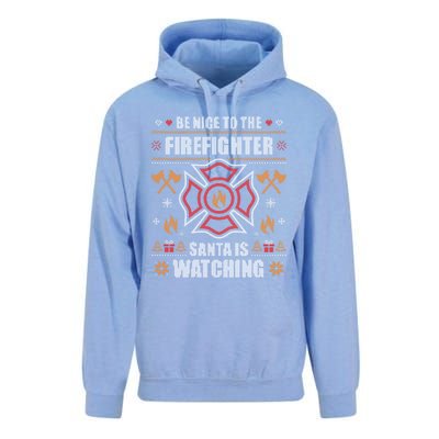 Be Nice To The Firefighter Ugly Christmas Sweater Fire Cute Gift Unisex Surf Hoodie