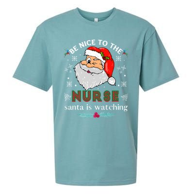 Be Nice To The Nurse Santa Is Watching Matching Christmas Meaningful Gift Sueded Cloud Jersey T-Shirt