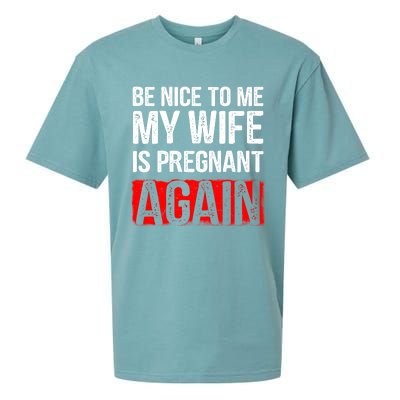 Be Nice To Me My Wife Is Pregnant Again Gift Cute Gift Funny Gift Sueded Cloud Jersey T-Shirt