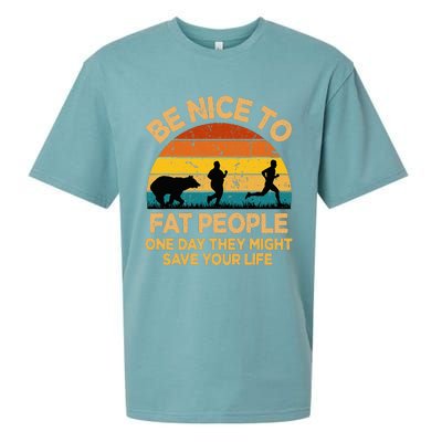 Be Nice To Fat People Might Save Life Funny Camper Vintage Sueded Cloud Jersey T-Shirt