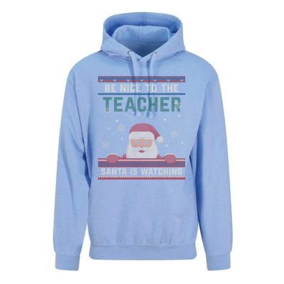 Be Nice To The Teacher Santa Is Watching Christmas Funny Cute Gift Unisex Surf Hoodie