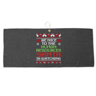 Be Nice To The Human Resources Santa Is Watching Christmas Large Microfiber Waffle Golf Towel