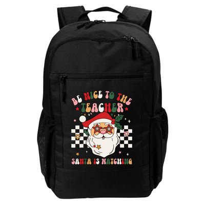 Be Nice To The Teacher Santa Is Watching Retro Christmas Backpack
