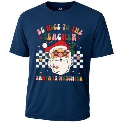 Be Nice To The Teacher Santa Is Watching Retro Christmas Performance Shirt