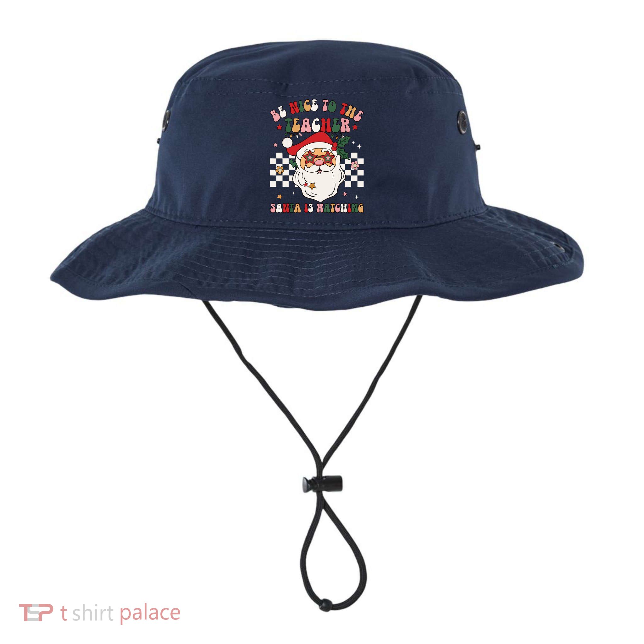 Be Nice To The Teacher Santa Is Watching Retro Christmas Bucket Hat