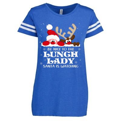 Be Nice To The Lunch Lady Santa Is Watching Christmas Xmas Enza Ladies Jersey Football T-Shirt