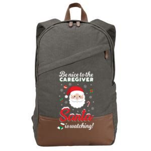 Be Nice To The Caregiver Santa Is Watching Xmas Claus Cute Gift Cotton Canvas Backpack