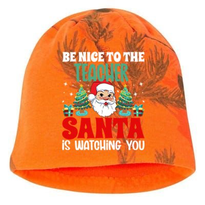 Be Nice To The Teacher Santa Is Watching You Christmas Teach Cool Gift Kati - Camo Knit Beanie