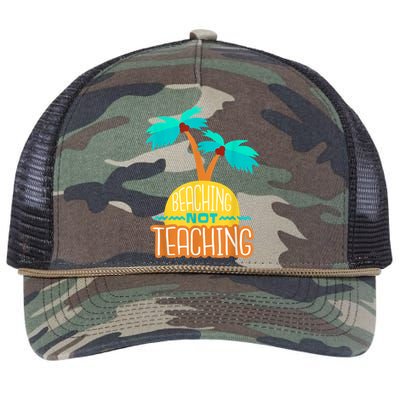 Beaching Not Teaching Teacher Funny Summer Vacation Retro Rope Trucker Hat Cap