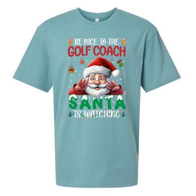 Be Nice To Golf Coach Santa Is Watching Christmas Golf Coach Meaningful Gift Sueded Cloud Jersey T-Shirt