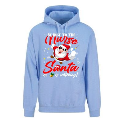 Be Nice To The Nurse Santa Is Watching Xmas Naughty Gift Unisex Surf Hoodie