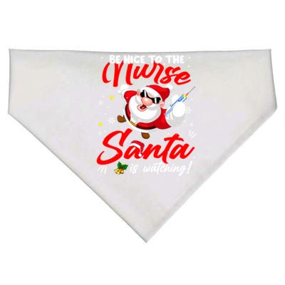 Be Nice To The Nurse Santa Is Watching Xmas Naughty Gift USA-Made Doggie Bandana