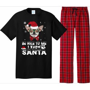 Be Nice To Me I Know Santa Chihuahua Dog Christmas Xmas Funny Gift Pajama Set