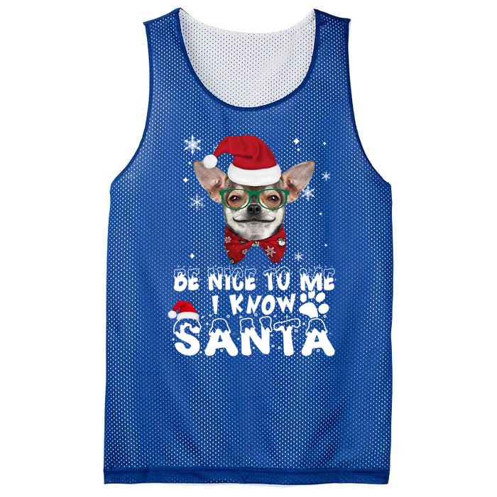 Be Nice To Me I Know Santa Chihuahua Dog Christmas Xmas Funny Gift Mesh Reversible Basketball Jersey Tank