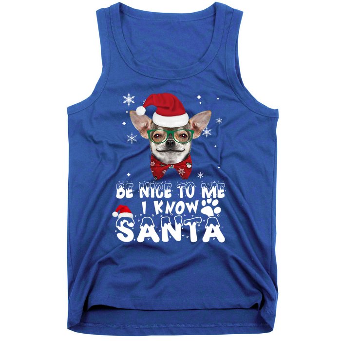 Be Nice To Me I Know Santa Chihuahua Dog Christmas Xmas Funny Gift Tank Top