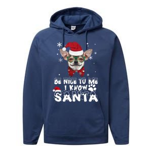 Be Nice To Me I Know Santa Chihuahua Dog Christmas Xmas Funny Gift Performance Fleece Hoodie