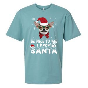 Be Nice To Me I Know Santa Chihuahua Dog Christmas Xmas Funny Gift Sueded Cloud Jersey T-Shirt