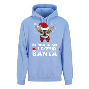 Be Nice To Me I Know Santa Chihuahua Dog Christmas Xmas Funny Gift Unisex Surf Hoodie