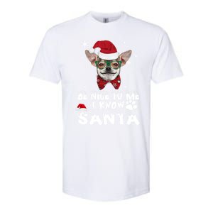 Be Nice To Me I Know Santa Chihuahua Dog Christmas Xmas Funny Gift Softstyle CVC T-Shirt