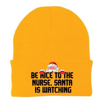 Be Nice To The Nurse Santa Is Watching Knit Cap Winter Beanie