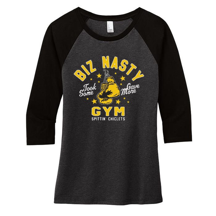 Biz Nasty Took Some Gave More Gym Spittin’ Chiclets Women's Tri-Blend 3/4-Sleeve Raglan Shirt