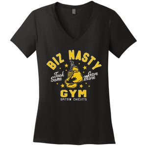 Biz Nasty Took Some Gave More Gym Spittin’ Chiclets Women's V-Neck T-Shirt