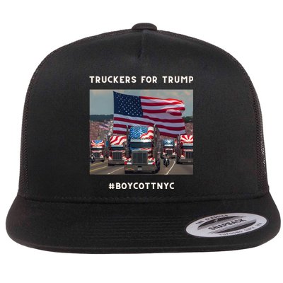 Boycott Nyc Truckers For Trump Flat Bill Trucker Hat