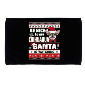 Be Nice To Me I Know Santa Chihuahua Dog Funny Christmas Gift Microfiber Hand Towel