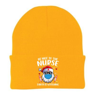 Be Nice To The Nurse Santa Is Watching Nursing Christmas Gift Knit Cap Winter Beanie