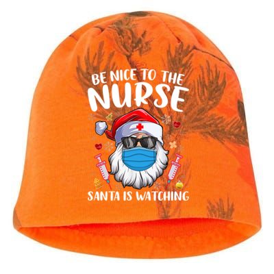 Be Nice To The Nurse Santa Is Watching Nursing Christmas Gift Kati - Camo Knit Beanie