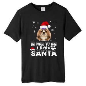 Be Nice To Me I Know Santa Shih Tzu Dog Christmas Xmas Gift Tall Fusion ChromaSoft Performance T-Shirt