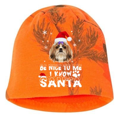 Be Nice To Me I Know Santa Shih Tzu Dog Christmas Xmas Gift Kati - Camo Knit Beanie