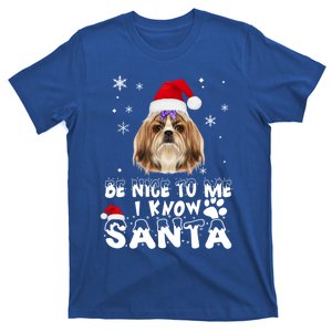 Be Nice To Me I Know Santa Shih Tzu Dog Christmas Xmas Gift T-Shirt